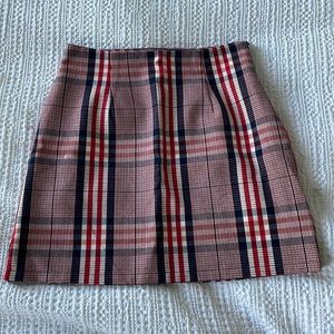 Red plaid mini skirt